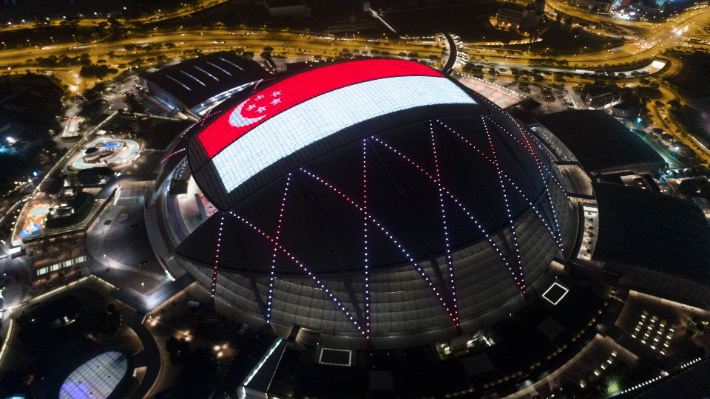 싱가포르의 5만5천 석 돔구장인 '내셔널 스타디움' 전경. 칼랑그룹(The Kallang) 제공