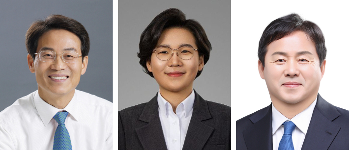 전남 강진군수 예비후보. (사진 왼쪽부터 가나다순) 강진원 강진군수, 김보미 전 강진군의회 의장, 차영수 전남도의원. 본인 제공