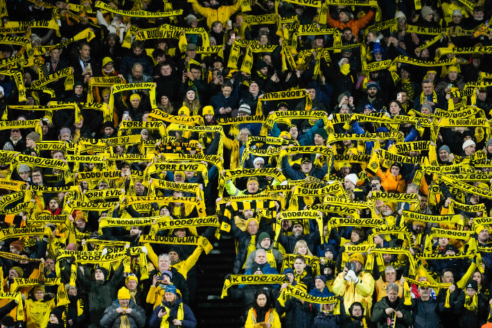 16강 1차전 보되/글림트의 팬들. 연합뉴스