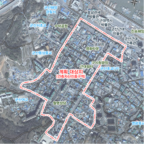 군산시 월명동 일원 건축자산진흥구역 대상지. 군산시 제공