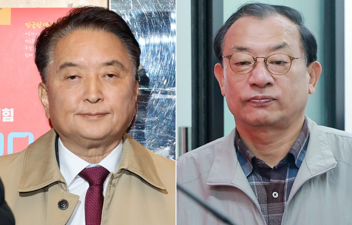 김영환 충청북도지사(왼쪽)·이정현 공천관리위원장. 연합뉴스