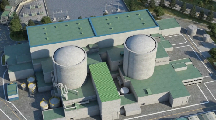 부산 기장에 위치한 한국수력원자력 고리원자력본부 제1발전소(왼쪽부터 고리1호기, 고리2호기) 이미지. 고리1호기는 해체에 들어가며, 고리2호기는 이르면 이달 말 재가동된다. 한수원 제공 영상 화면 캡처