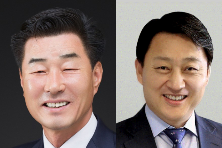 김일만, 모성은 예비후보(왼쪽부터). 자료사진