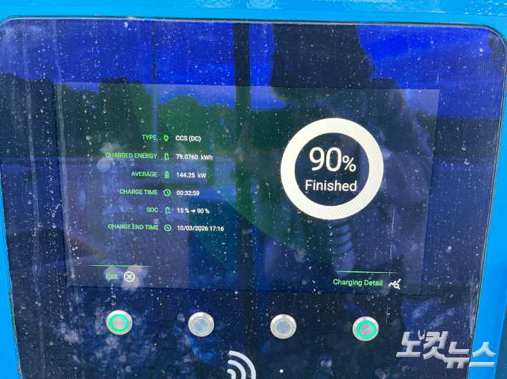 30분만에 15%→90%까지 충전 가능하다. 박희원 기자 