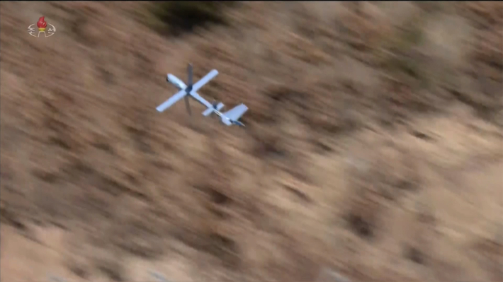 목표물 향해 날아가는 북한 자폭 무인기. 연합뉴스