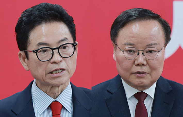 이철우 경북도지사(왼쪽)와 국민의힘 김재원 최고위원. 연합뉴스