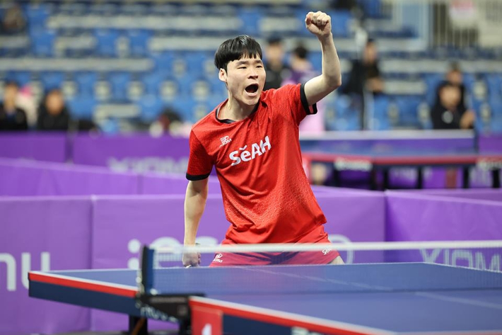 한국 남자 탁구 간판 장우진. 한국프로탁구연맹  