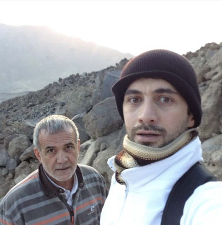 마수드 페제시키안 이란 대통령(왼쪽)과 아들 유세프. SNS 캡처