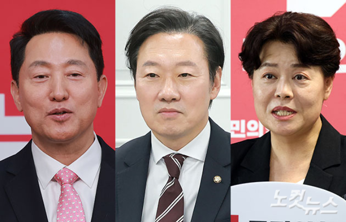 (왼쪽부터)오세훈 서울시장, 박수민 국민의힘 의원, 윤희숙 전 의원. 황진환 기자·윤창원 기자
