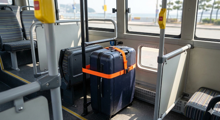 부산시가 시내버스 내 대형 캐리어 반입 시범사업을 추진한다. AI 생성 이미지