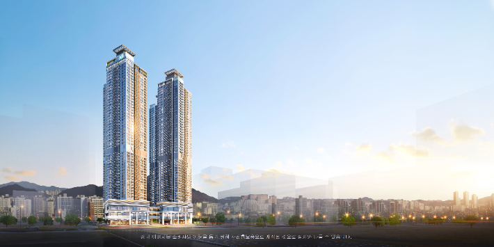 GS건설이 경남 창원시 성산구 중앙동 일원에 공급하는 '창원자이 더 스카이' 조감도. GS건설 제공