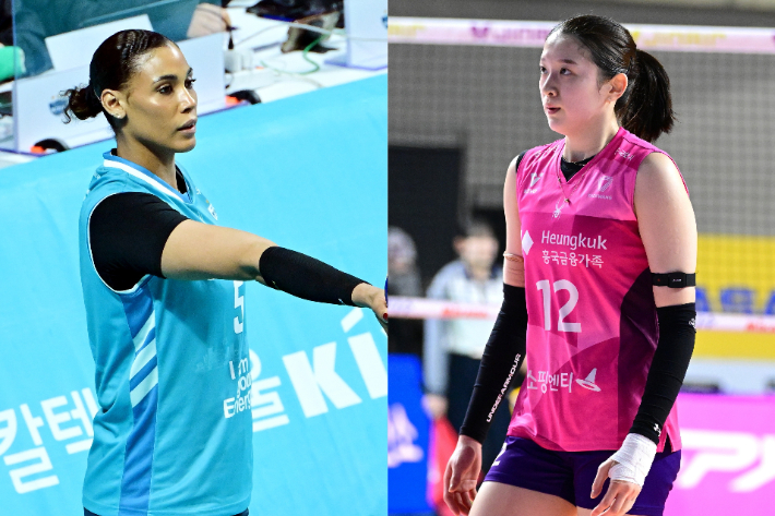 왼쪽부터 실바, 이다현. 한국배구연맹