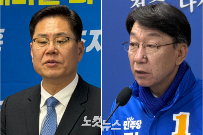 왼쪽부터 조지훈, 우범기 더불어민주당 전주시장 예비후보. 남승현 기자