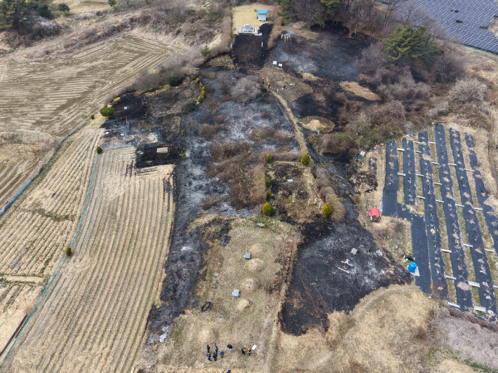 김제시 도장동에서 발생한 임야 화재. 전북소방본부 제공