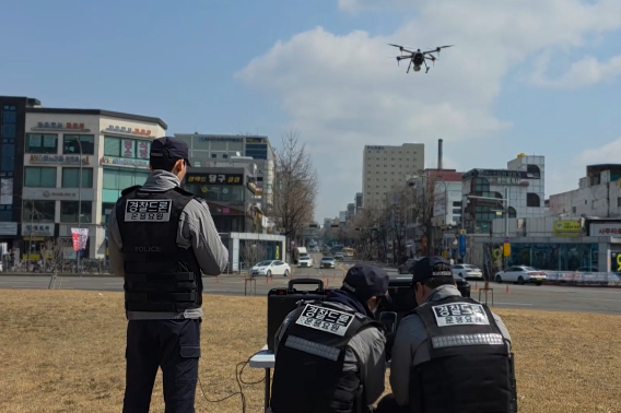 경기남부경찰청 광역예방순찰대 드론 사용 시연. 경기남부경찰청 제공
