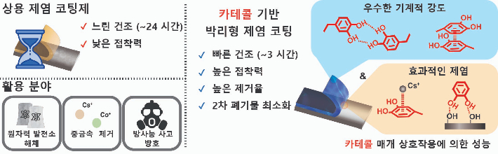 한국원자력연구원과 울산과학기술원이 홍합 접착 단백질을 모사해 우수한 박리형 제염 코팅제를 개발했다. 원자력연 제공