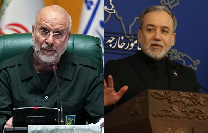 이란의 모하마드 바게르 갈리바프 의회 의장과 아바스 아라그치 외무장관. 연합뉴스