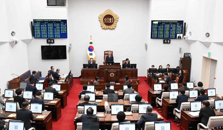 제447회 임시회 제2차 본회의 모습. 도의회 제공