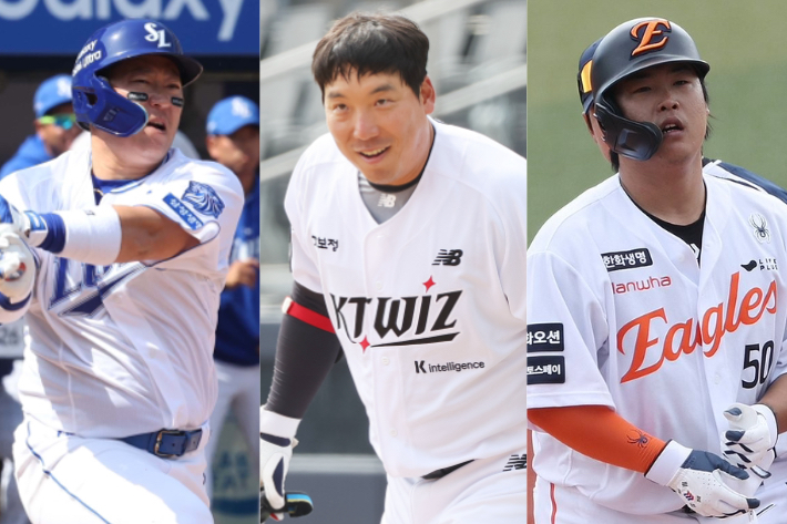 왼쪽부터 삼성 최형우, KT 김현수, 한화 강백호. 연합뉴스