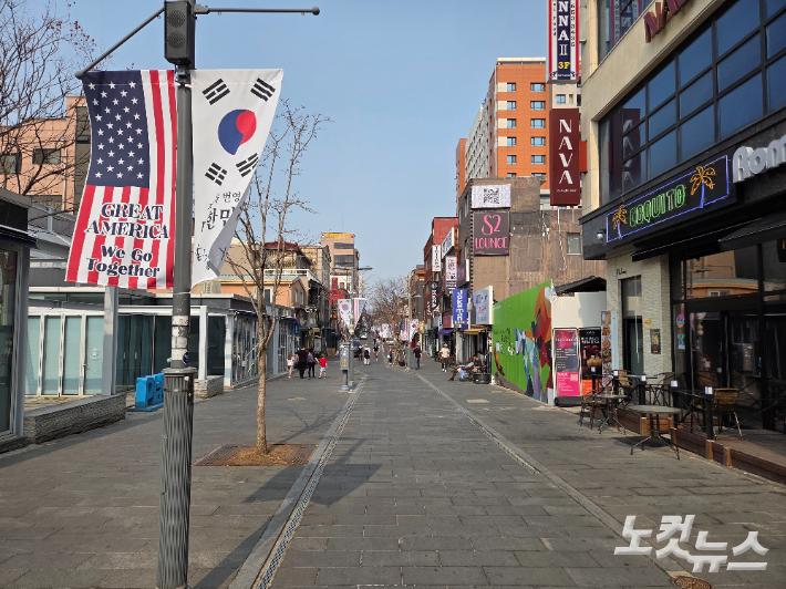 27일 방문한 평택 험프리스(K6) 앞 상업지구. 금요일 오후였지만 한산한 모습이었다. 정성욱 기자