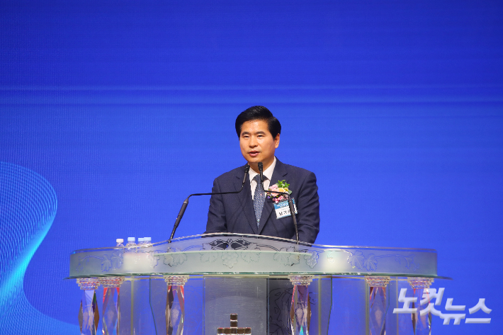 순복음참사랑교회 대회장 남기곤 목사가 인사말을 전하고 있다. 최화랑 기자