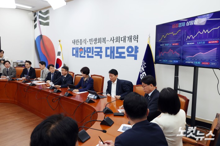 원내대표실에 설치된 비상경제 상황판