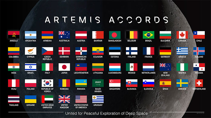 아르테미스 협정 국가들. NASA
