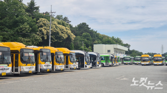 광주 시내버스 차고지. 한아름 기자 