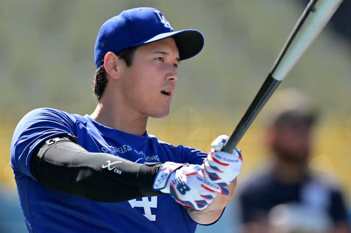 오타니의 경기 전 타격 훈련 모습. 연합뉴스 