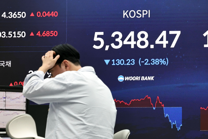 코스피, 트럼프 강경 발언으로 장중 하락 전환. 연합뉴스