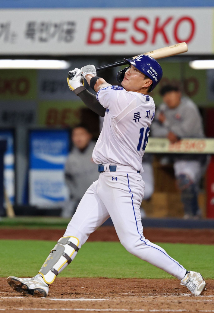 류지혁의 타격 모습. 삼성 라이온즈 