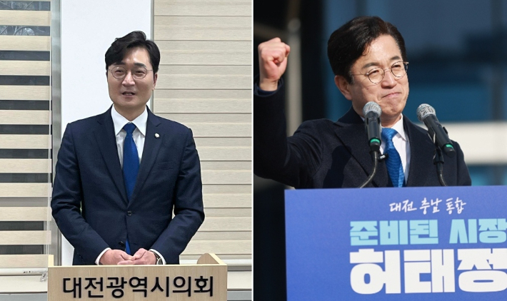 장철민 후보와 허태정 후보. 정세영 기자·허태정 후보 측 제공