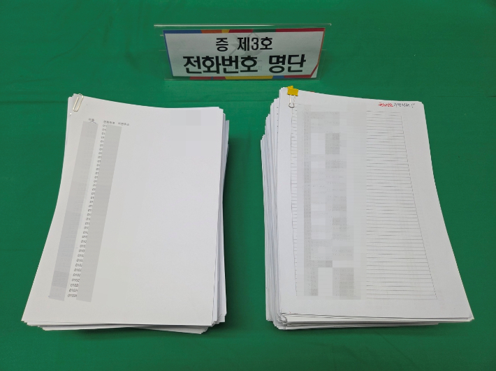 전남 선관위가 전남 한 특정당 시장선거 경선 여론조사를 앞두고 예비후보자 A씨의 선거 사무실에서 해당 지역 시민 약 5만 4천 명의 명단이 포함된 전화번호부 DB를 증거물로 적발해 경찰에 보냈다. 전남 선관위 제공