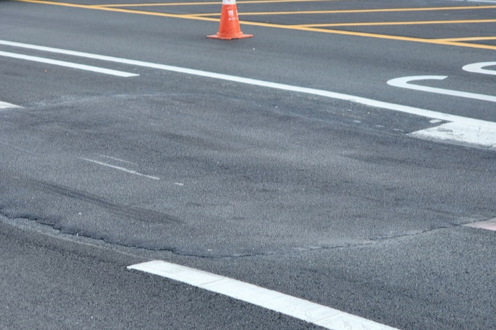 수영강변차도 침하구간. 부산시 제공