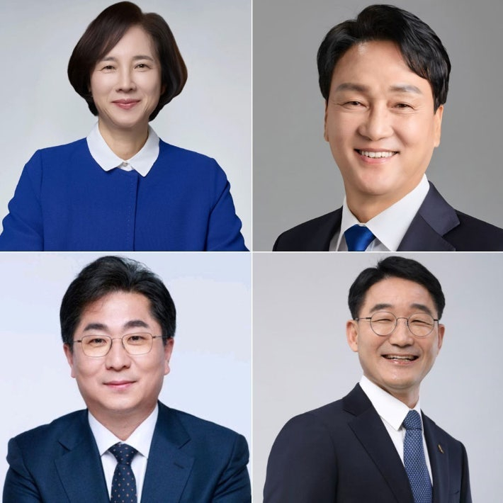 (왼쪽 위에서부터) 시계방향으로 유은혜-안민석-박효진-성기선. 각 후보 측 제공