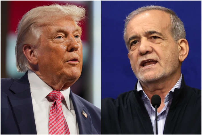 트럼프 미국 대통령(왼쪽)과 마수드 페제시키안 이란 대통령. 연합뉴스