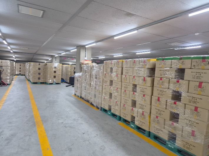 천안도시공사 종량제 봉투 창고에 물량이 확보되어 있는 모습. 천안시 제공