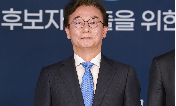 민주당 부산시장 본경선 합동연설회 참석한 전재수 경선후보. 연합뉴스