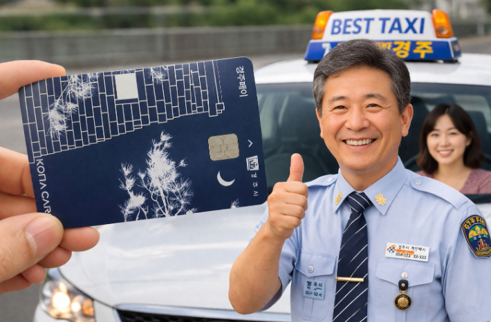 경주시가 오는 28일 0시부터 택시요금 결제에 지역화폐 '경주페이'를 도입한다. AI생성 이미지