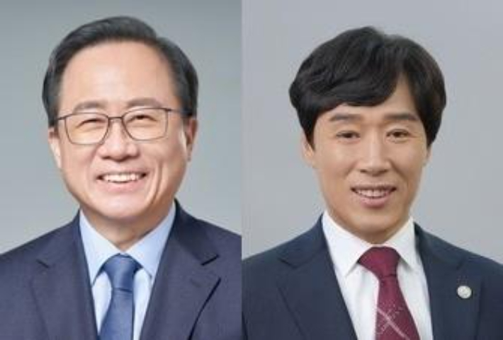 김석준 교육감과 최윤홍 후보. 각 후보 측 제공