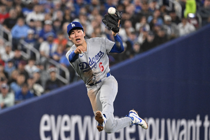 8일 토론토 블루제이스전에 출전한 로스앤젤레스 다저스 김혜성. 연합뉴스