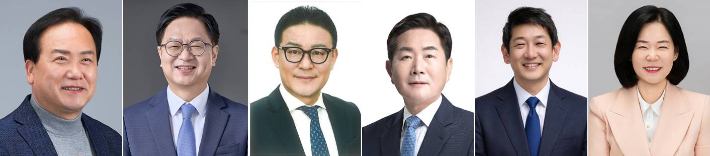 (왼쪽부터)이권재 경기 오산시장·김민주 대통령 직속 지방시대위원회 자문위원·조재훈 민주당 참좋은지방정부위 상임위원·조용호 민주당 당대표 특별보좌역 지방자치특보·최병민 민주당 당대표 특별보좌역 정책특보·개혁신당 송진영 오산시의원
