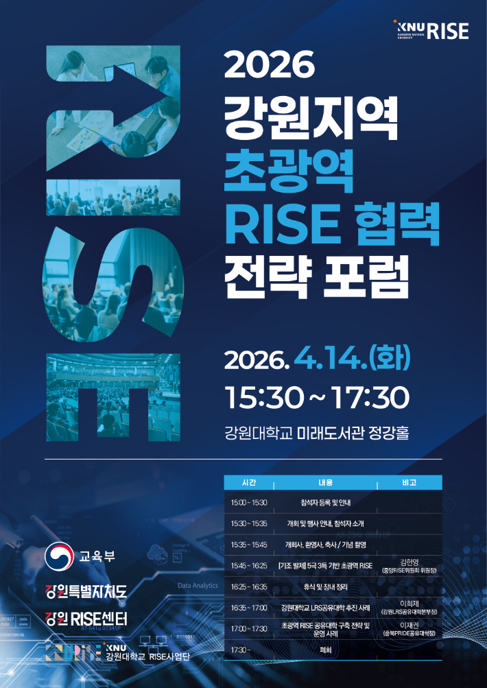 2026 강원지역 초광역 RISE 협력 전략 포럼 포스터. 강원대 제공