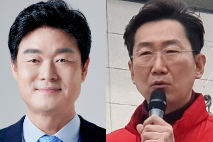 구자열 후보(왼쪽), 원강수 원주시장. 구 후보-원 시장 제공 