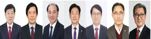 경력 생략하고 사진 왼쪽부터 손호현, 김충규, 손태영, 강원덕, 남택욱, 김창환, 오태완. 중앙선관위·독자 제공