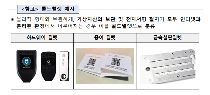 콜드월렛 예시. 재정경제부 제공