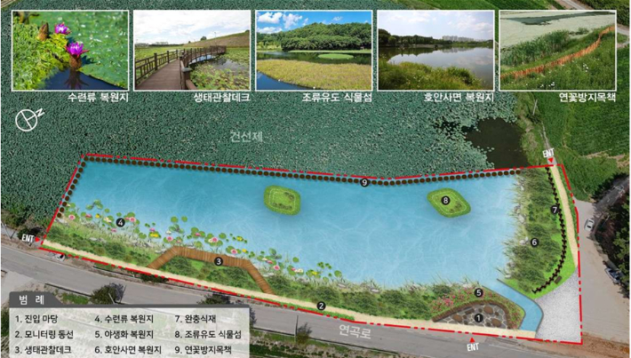 전북 부안군 건선제 수생태계 복원사업. 전북도 제공