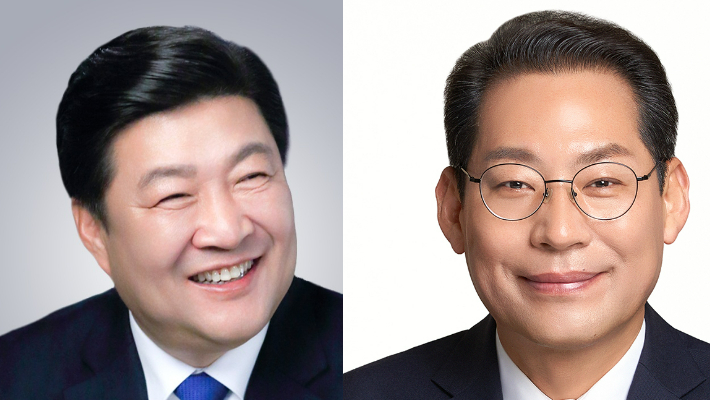 더불어민주당 순천시장 후보 결선에 오른 오하근 후보와 손훈모 후보. 선관위 제공