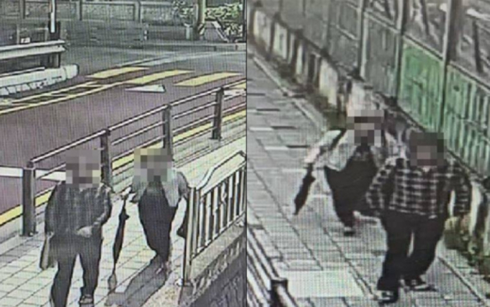 마스크와 선글라스로 얼굴을 가리고 수사기관의 추적을 도주한 피의자와 그를 은닉해준 지명수배자의 모습. 서울경찰청 제공