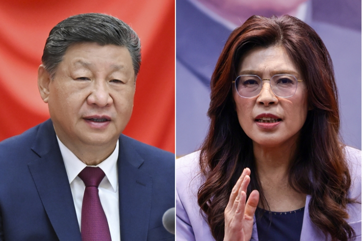 시진핑 중국 국가주석(왼쪽)과 정리원 대만 중국국민당 주석. 연합뉴스 